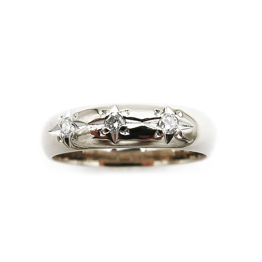 Valkokultainen timanttisormus 0.06ct 14,75mm,puolipyöreä 18k #1