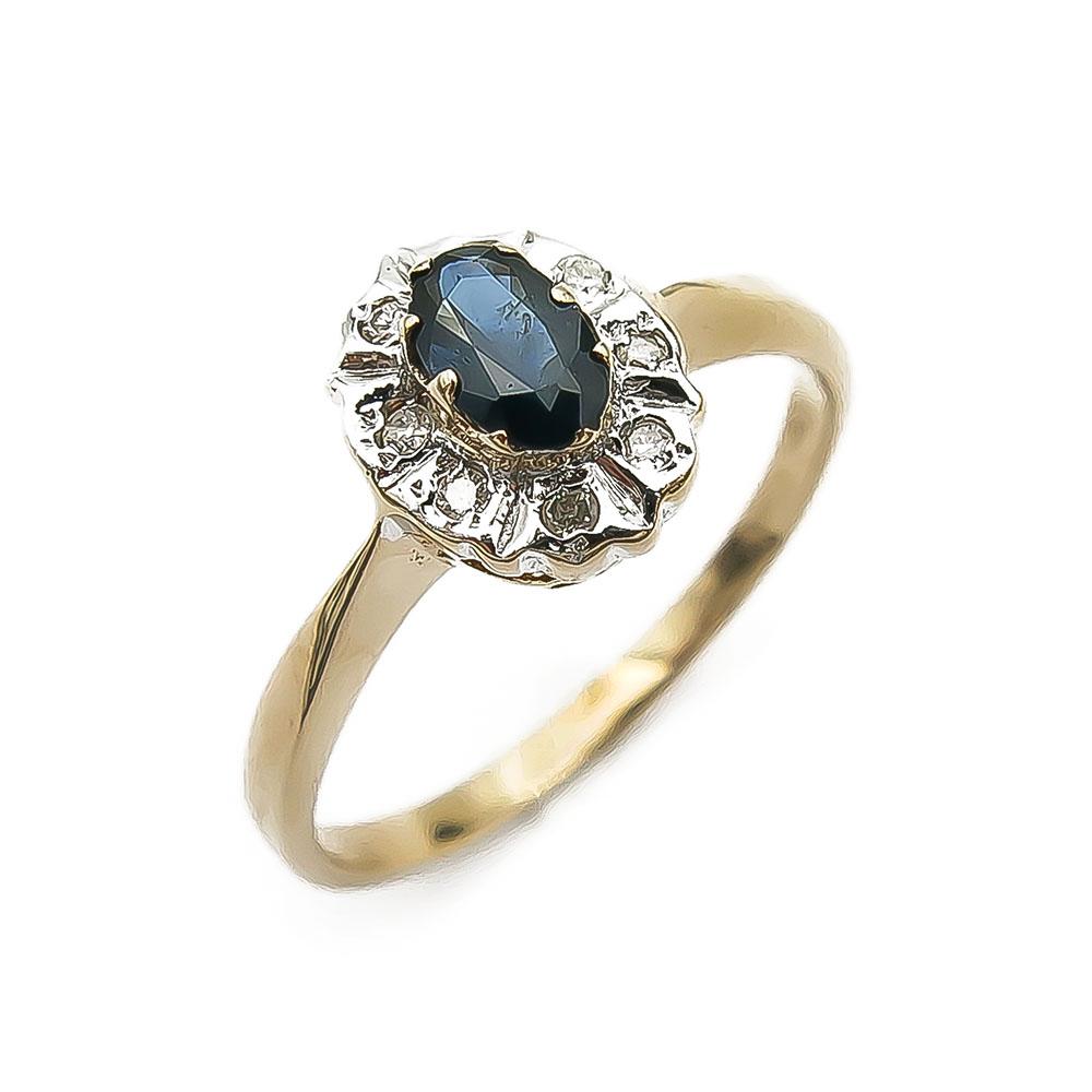 Kultainen Diana safiiri-timanttisormus 0.04ct 17,0mm v.-91 #0