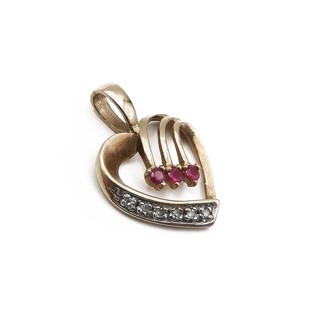 Timanttiriipus 0,03ct ja punaiset kivet #1