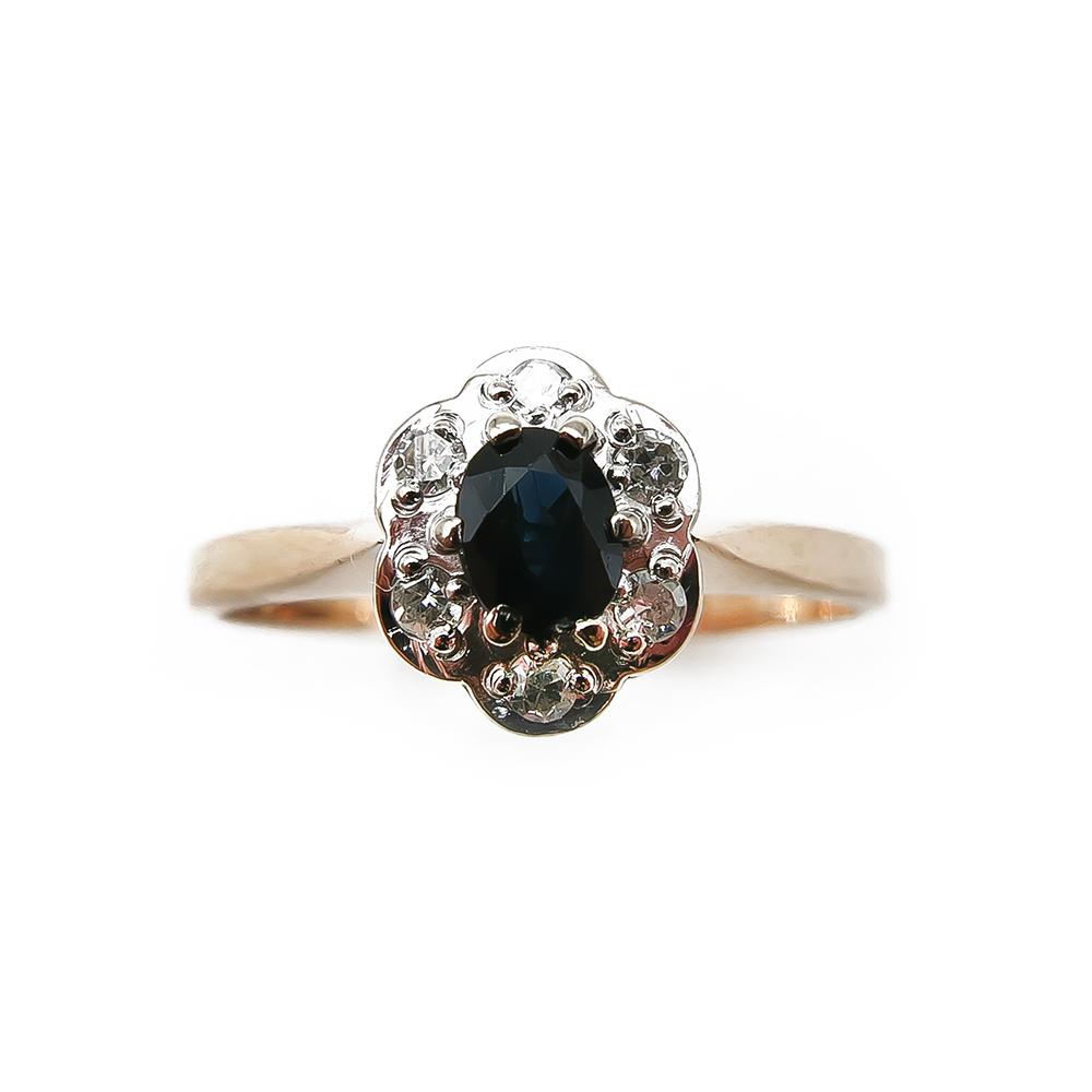 Diana 0,03ct timantti- ja sinisafiiri sormus koko 17,0 #1
