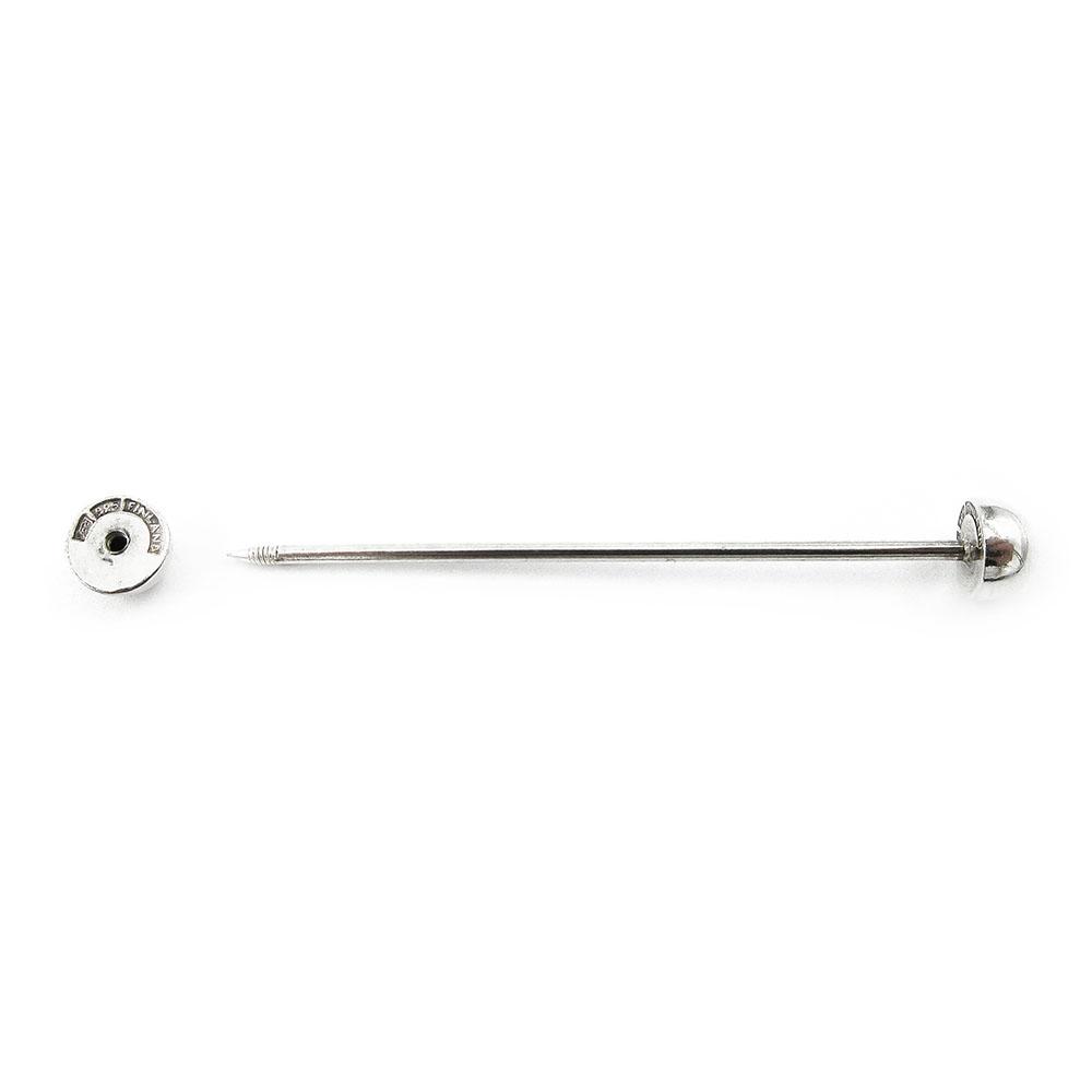 Hopeinen industrial barbell korvakoru puolipallopäädyillä #1