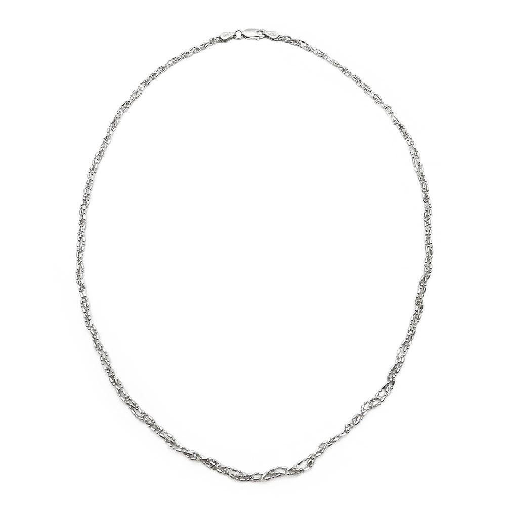 Hopeinen kierretty kaulaketju 45cm #0