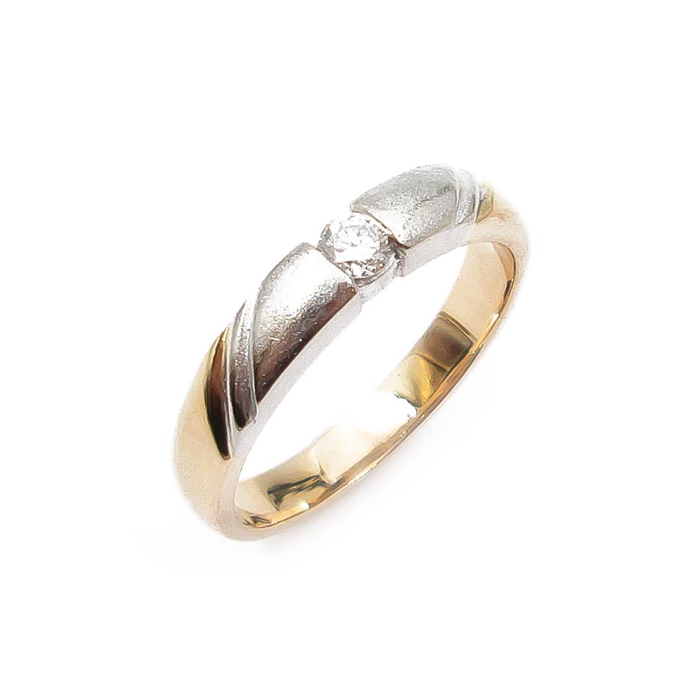 18k Kultainen timanttisormus 0,05ct koko 15,5 #0
