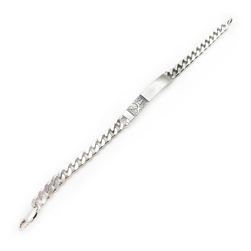 Hopeinen panssariranneketju 19cm suomileijonalaatalla lev. 7mm #2