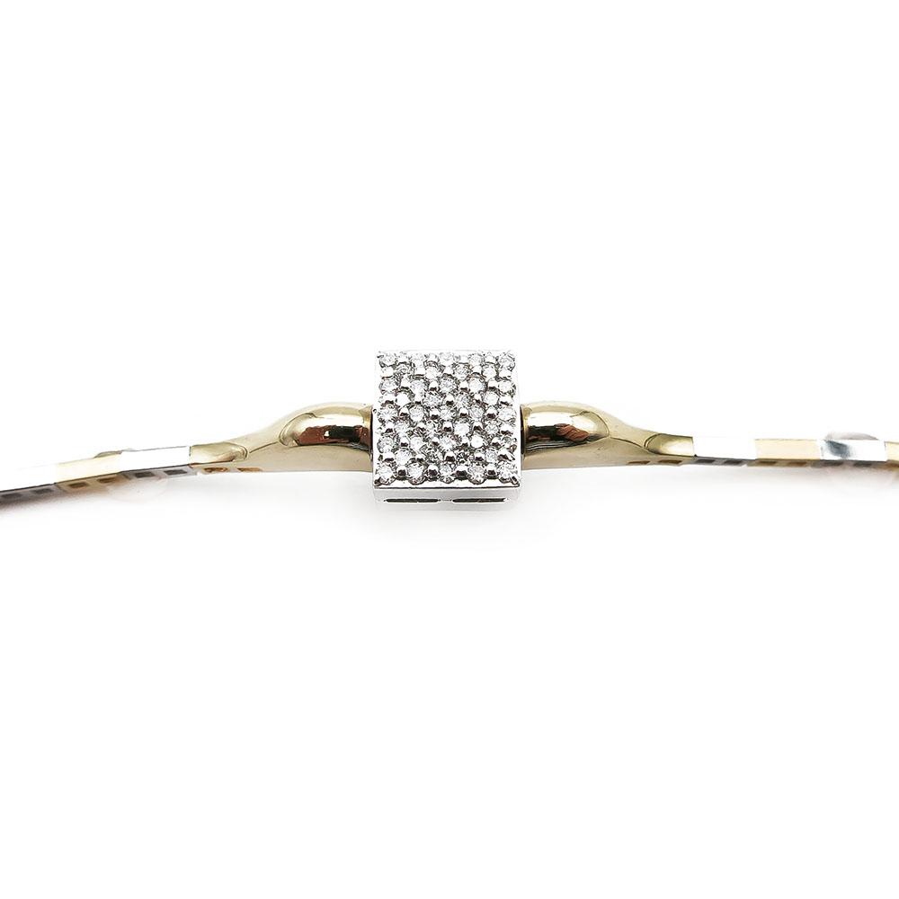Kelta/valkokultainen ranneketju tim.0,205ct ja siniset kivet, 18cm säädettävä päälinen #9