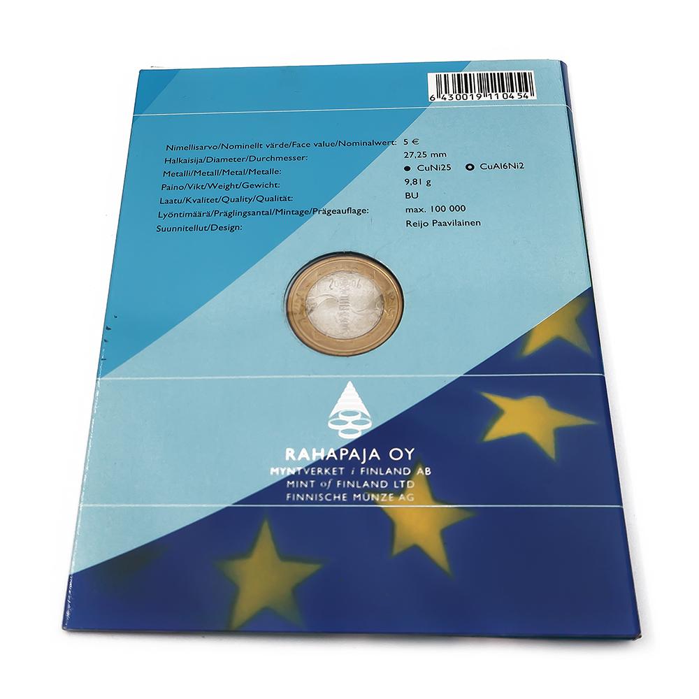 Suomen EU-puheenjohtajuus 5 € juhlaraha 2006 BU alkuperäiskansiossa – Suomen Rahapaja #2