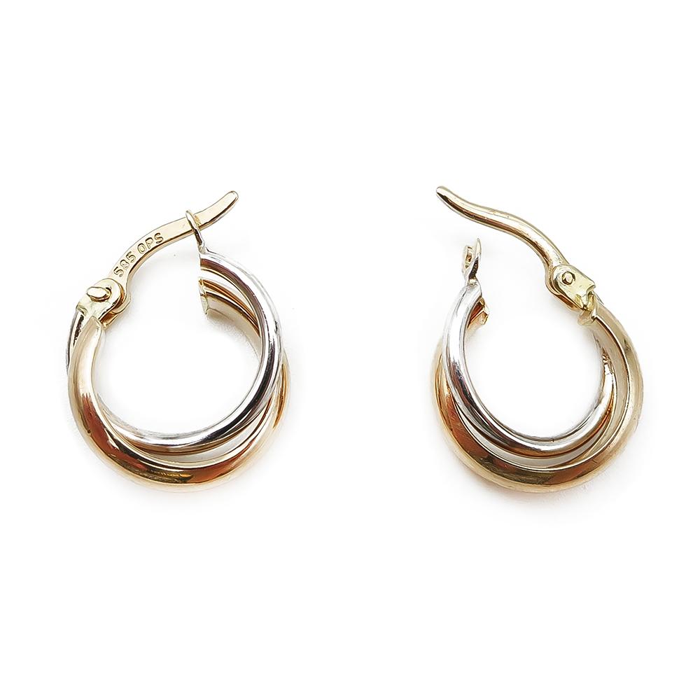 Kelta/valkokultaiset saranakorvakorut 4x14 mm #1