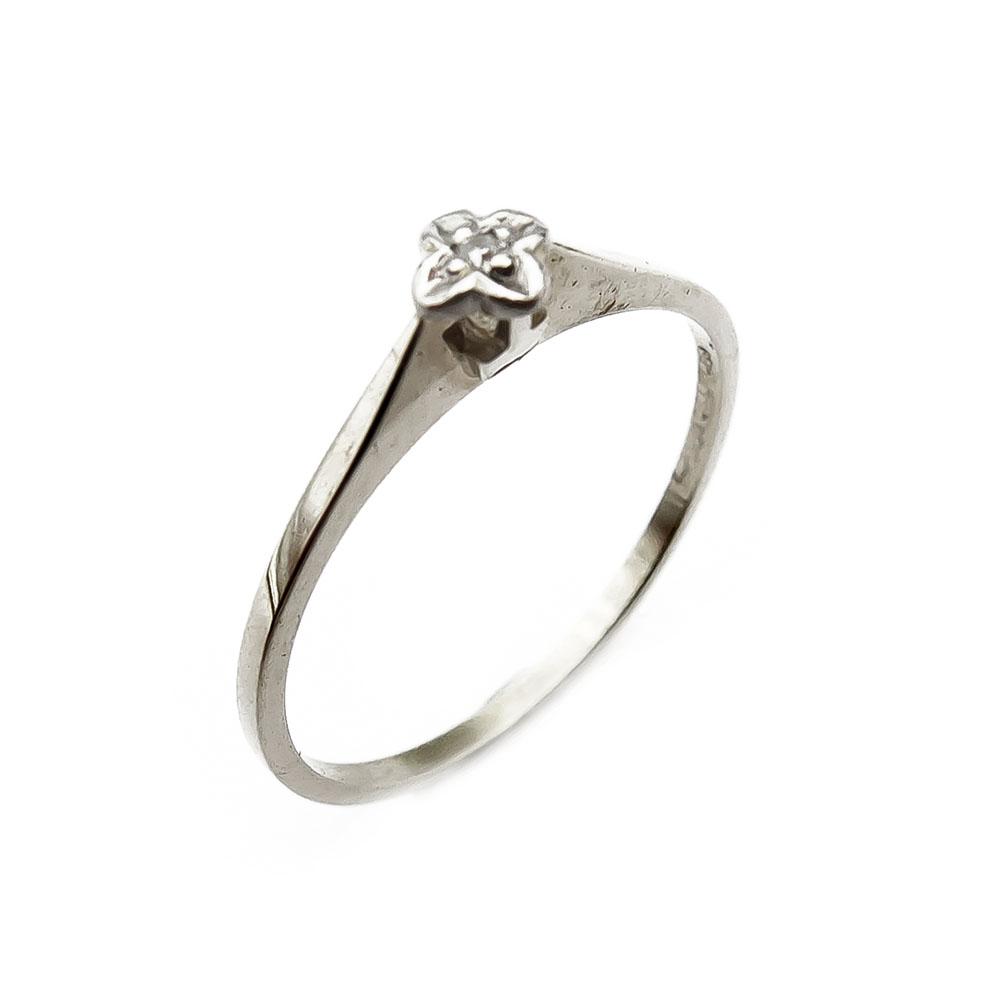 18K Valkokultainen timanttisormus 0,005ct koko 16,5mm #0