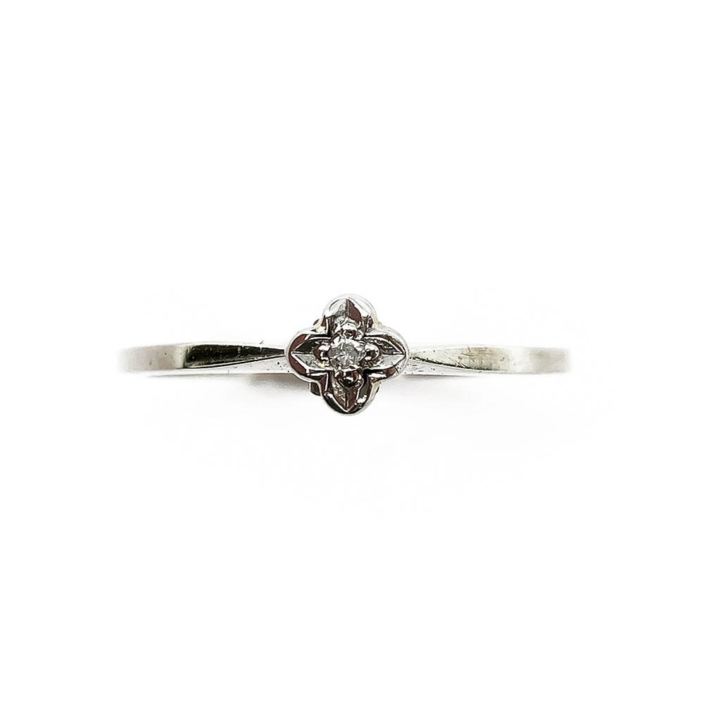 18K Valkokultainen timanttisormus 0,005ct koko 16,5mm #1
