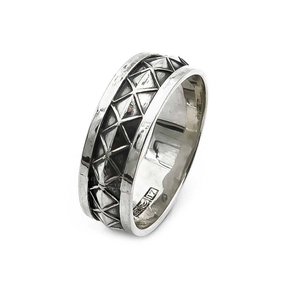 Hopeinen sormus x-kuvion 19mm v.-62 #0