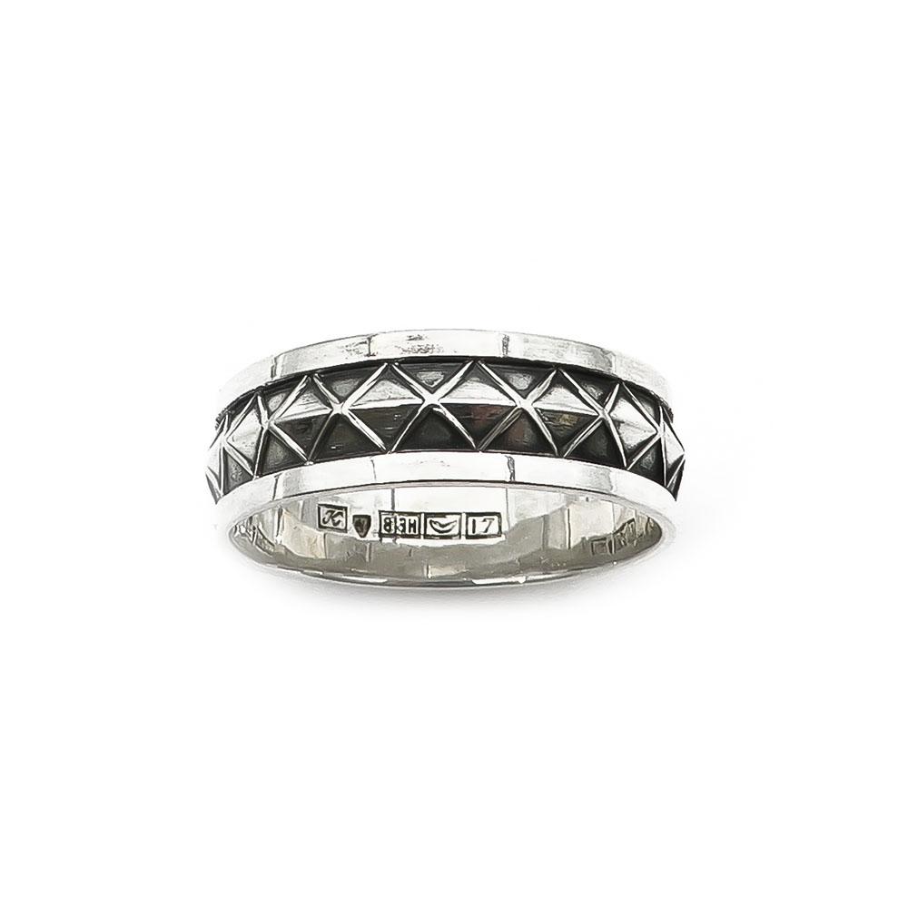 Hopeinen sormus x-kuvion 19mm v.-62 #1