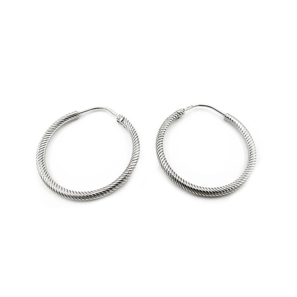 Hopeiset rengaskorvakorut kuvio putkilukolla 2x23mm #0