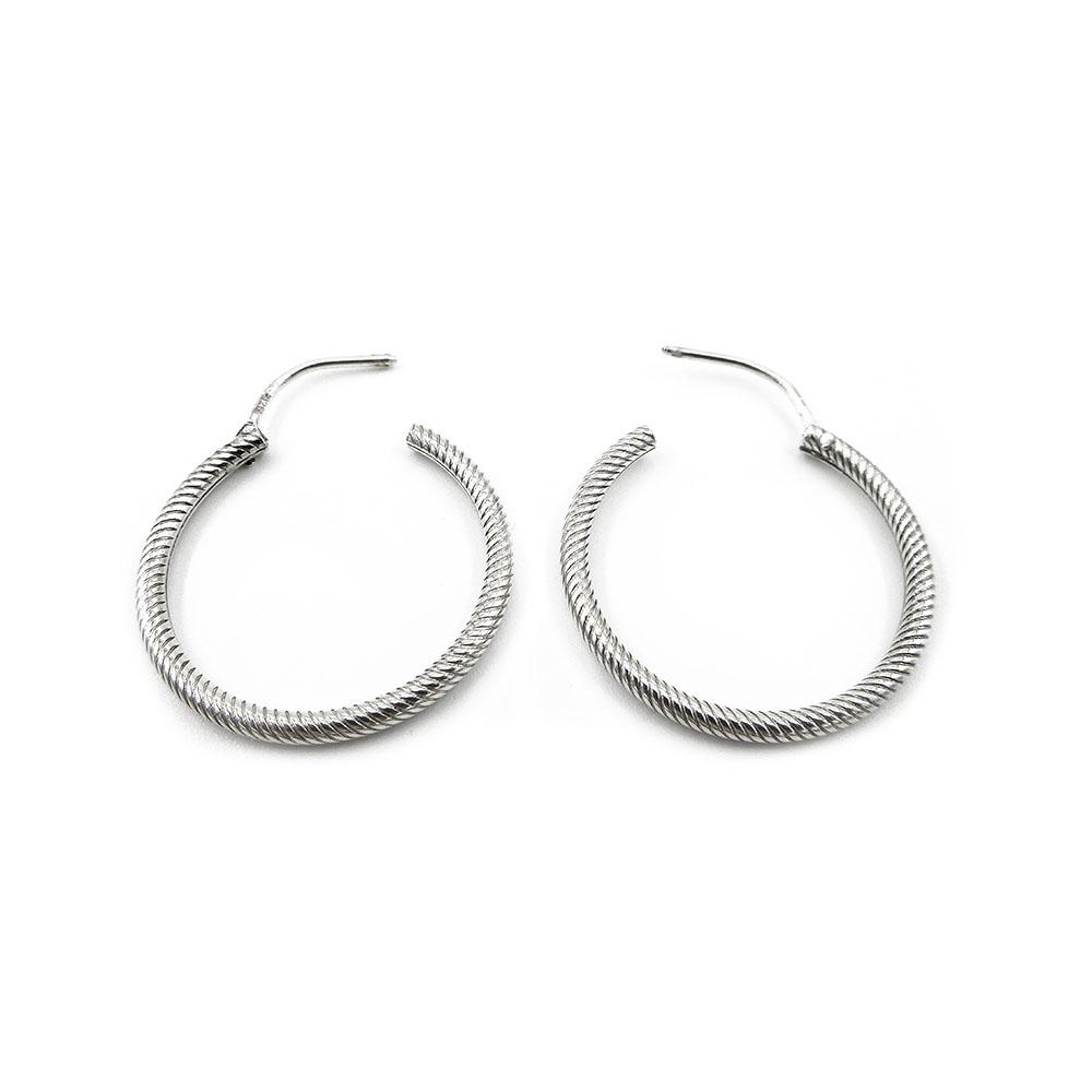 Hopeiset rengaskorvakorut kuvio putkilukolla 2x23mm #1