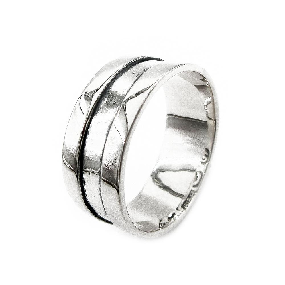 Leveä hopeinen urasormus 8mm 18,25 1960 Granit Erik & Co #0