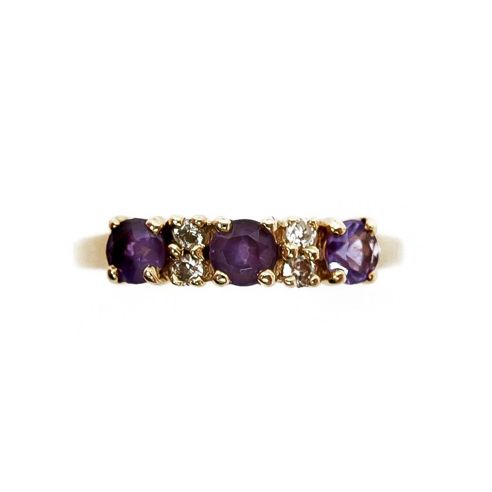 Timantti ametisti sormus 0,04ct 17mm #1