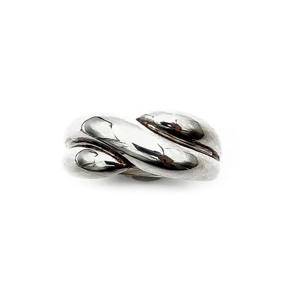 Hopeinen tuplakierre sormus 17mm #1