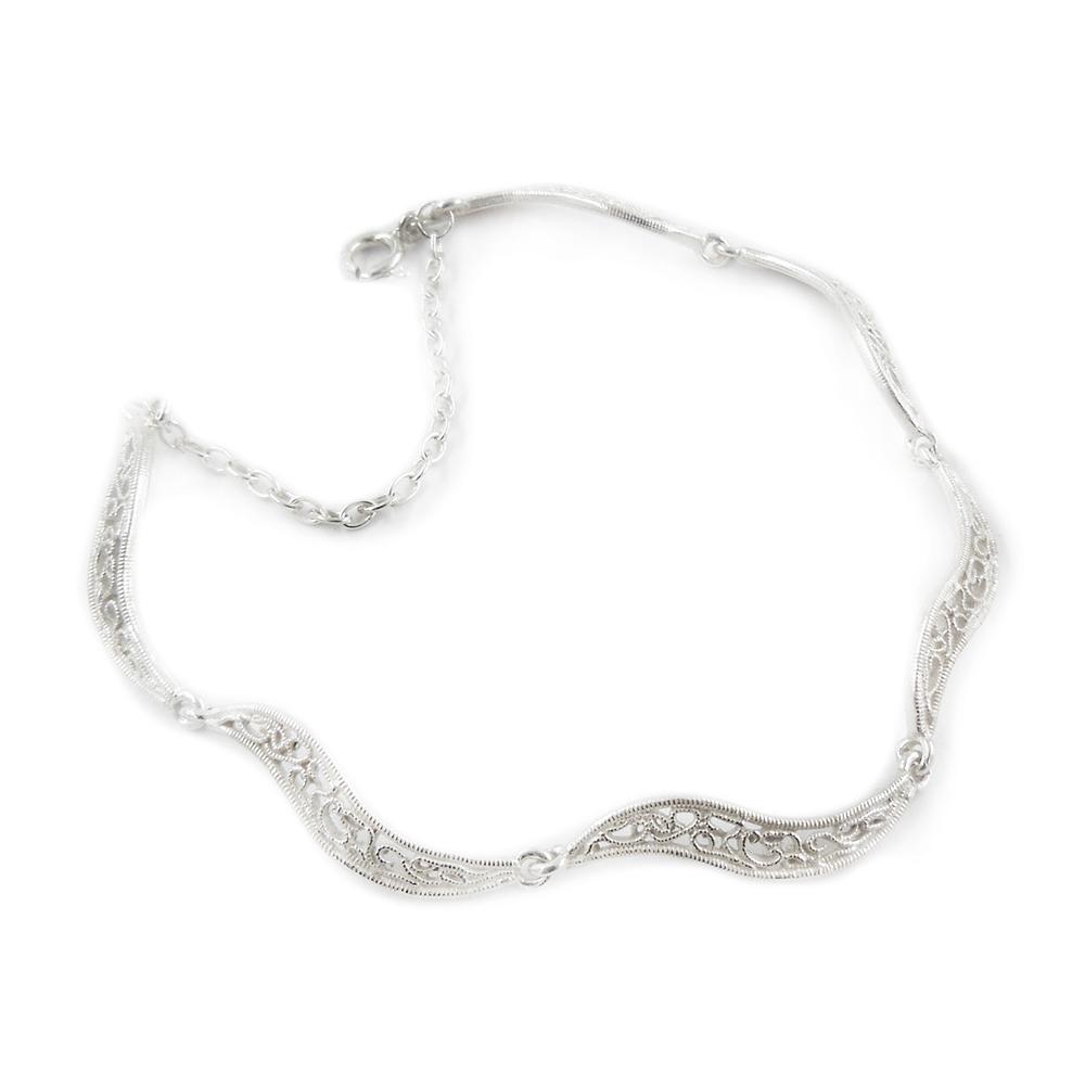 Hopeinen Filigraaniranneketju, 17 cm, turvaketjulla #1