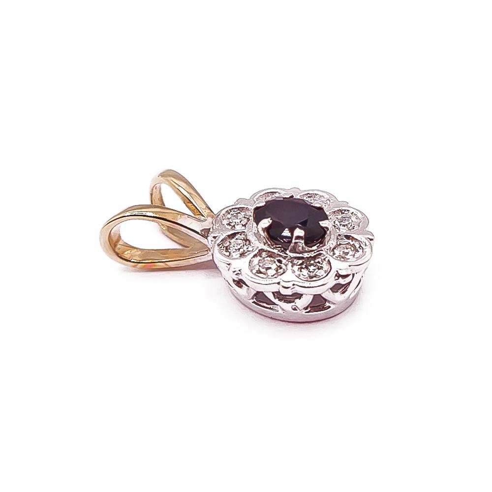 Kultainen sinisafiiri-timanttiriipus Diana 0,08ct #1