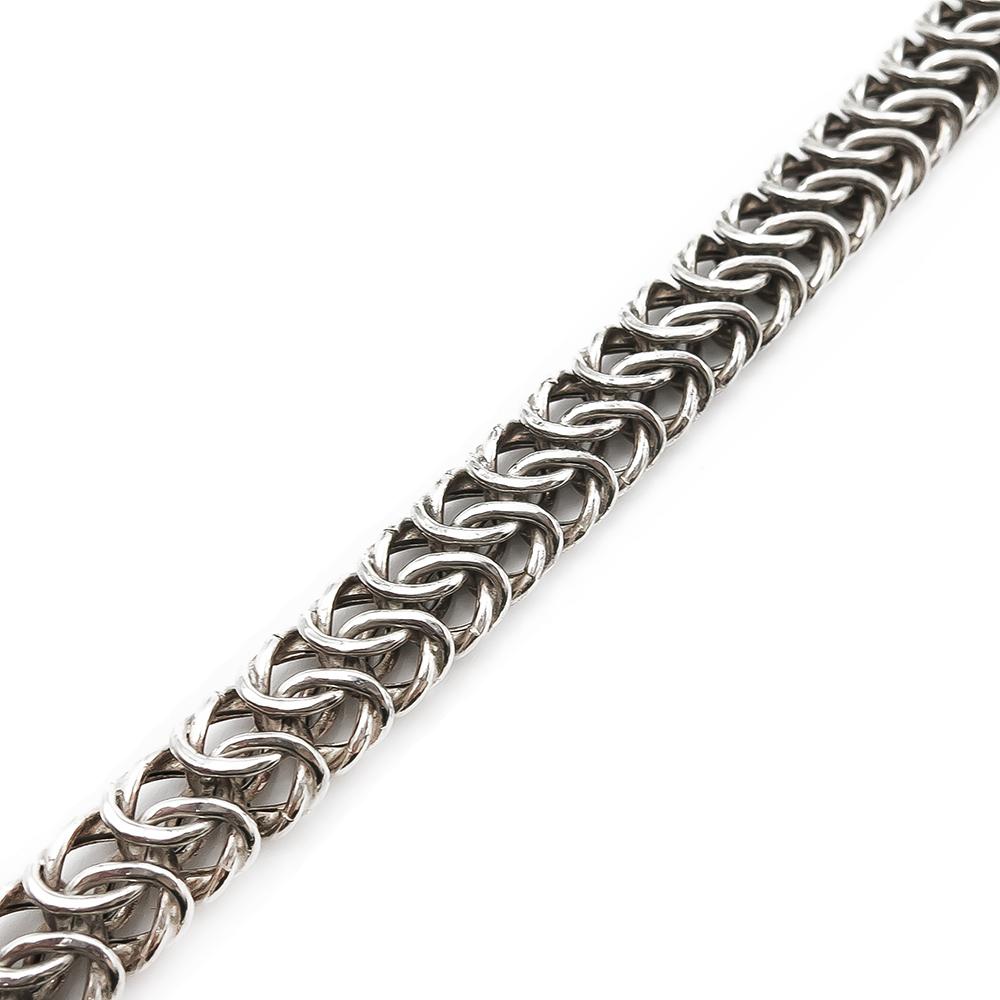 Hopeinen punottu rannekoru 19,5cm lev. 9mm #1 Kultatukku.fi