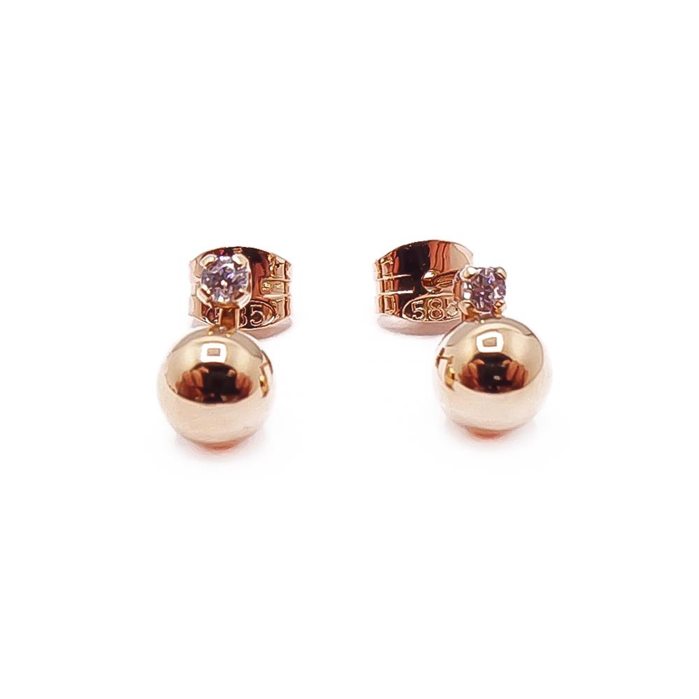 Kultaiset pallotapit zirkonialla 5mm #0