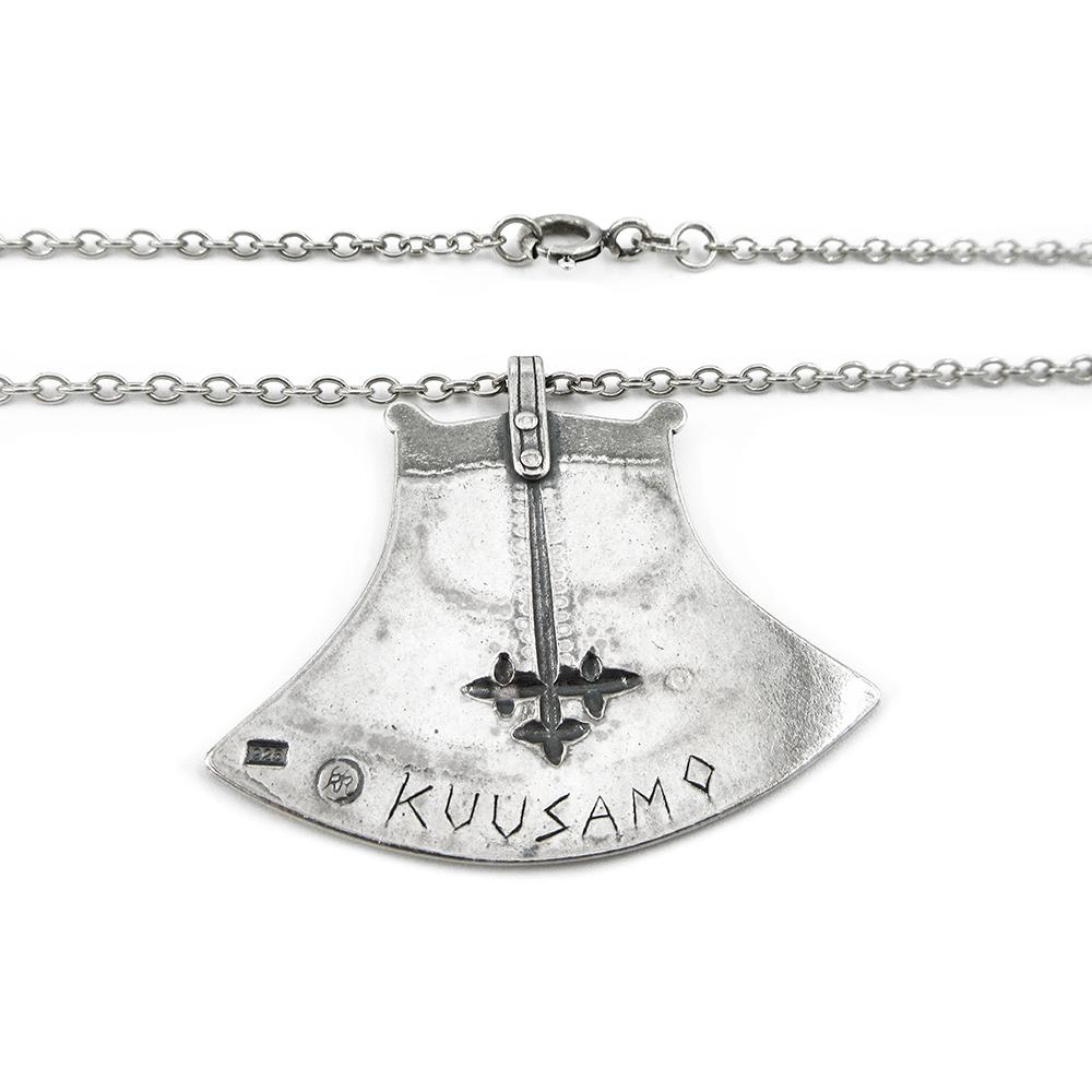 Kalevala koru Kuusamon kirves-riipus iso 60cm hopea #2