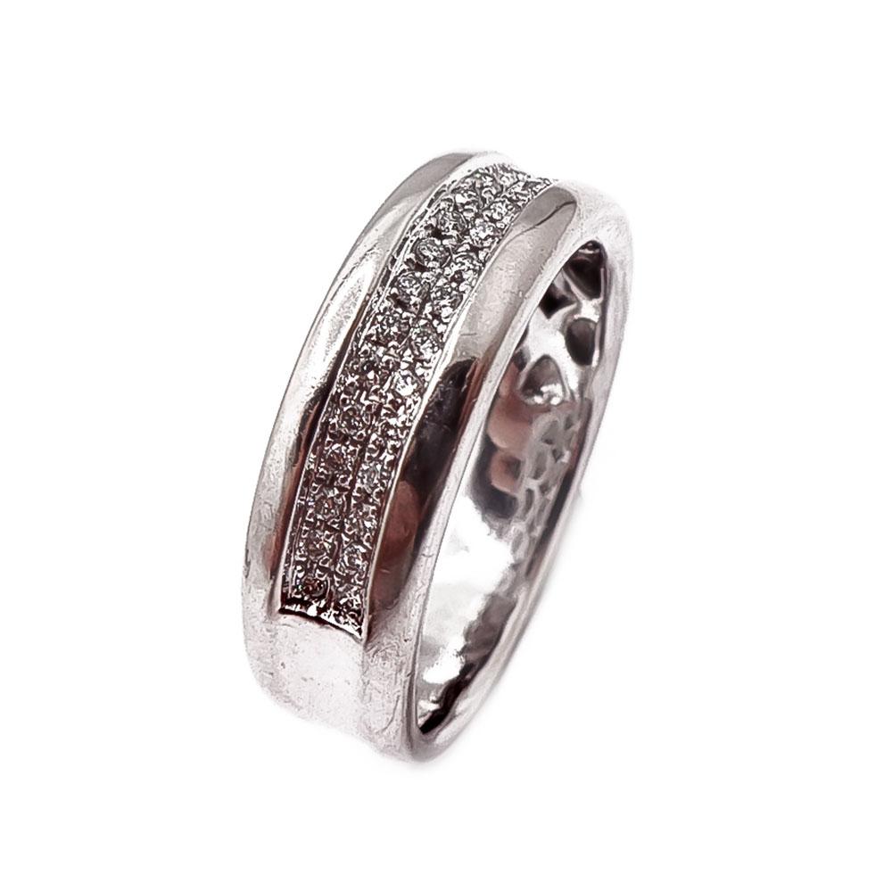 Kohinoor 14K valkokultainen rivitimanttisormus 0,17 ct, 18,25 mm #0 Kultatukku.fi