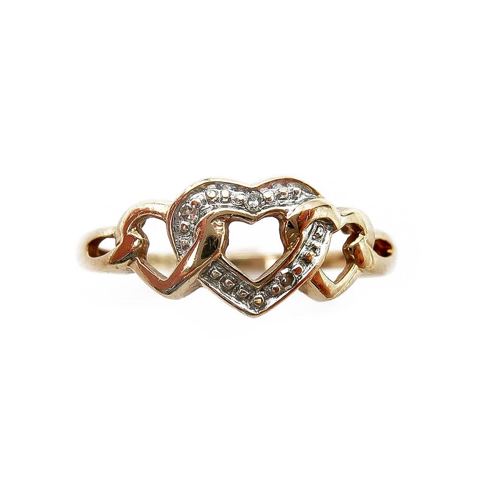 Kultainen sydänsormus 0,015ct timanteilla 15,75mm #1