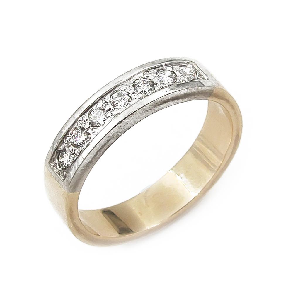 Kaksivärinen 14K kultainen timanttirivisormus 0,21 ct, 19 mm #0 Kultatukku.fi