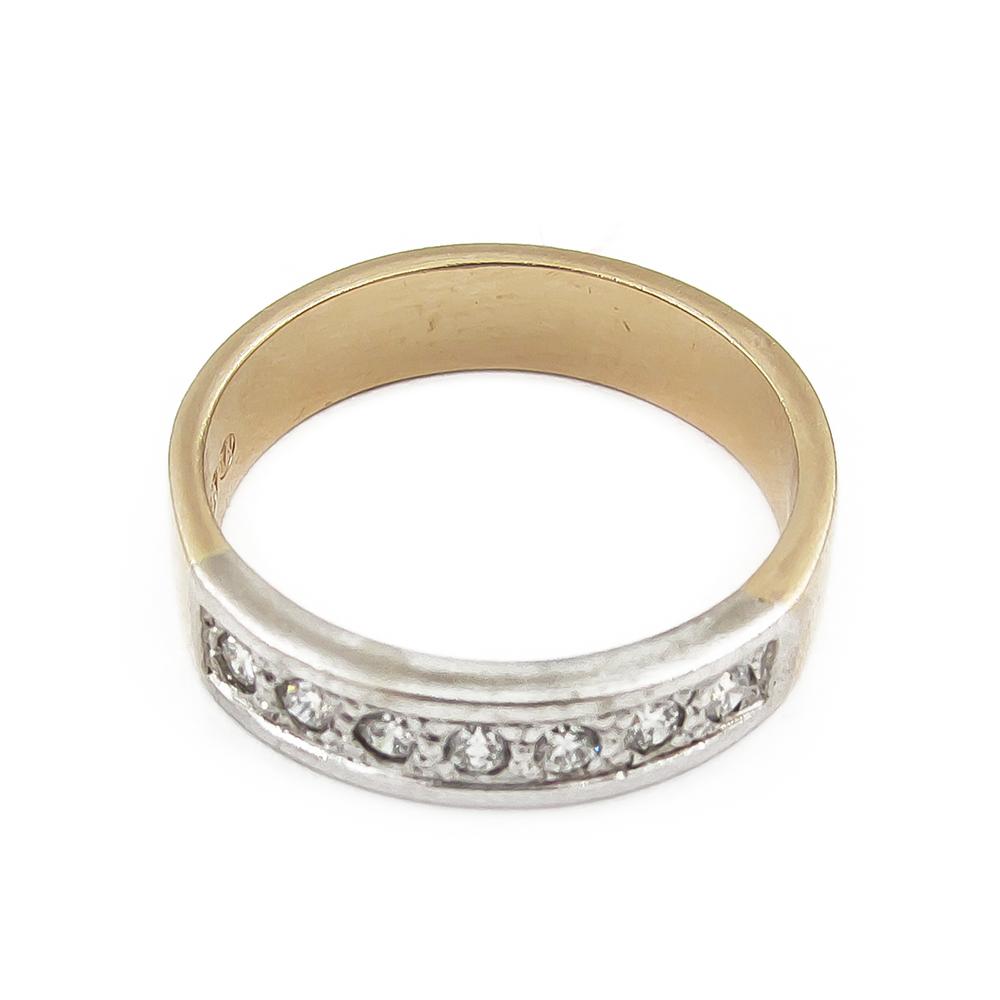 Kaksivärinen 14K kultainen timanttirivisormus 0,21 ct, 19 mm #2 Kultatukku.fi