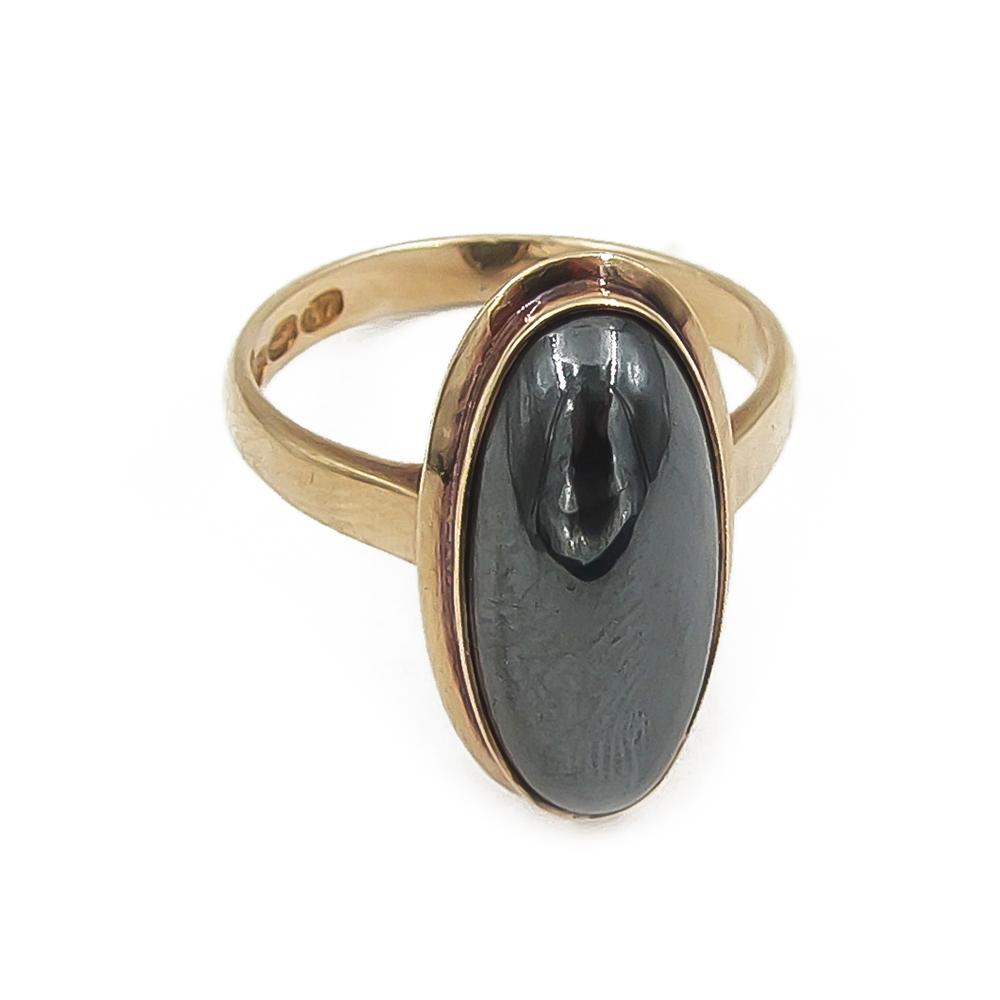 Hematiittisormus 585-kultaa, 17 mm, 1960 #2 Kultatukku.fi