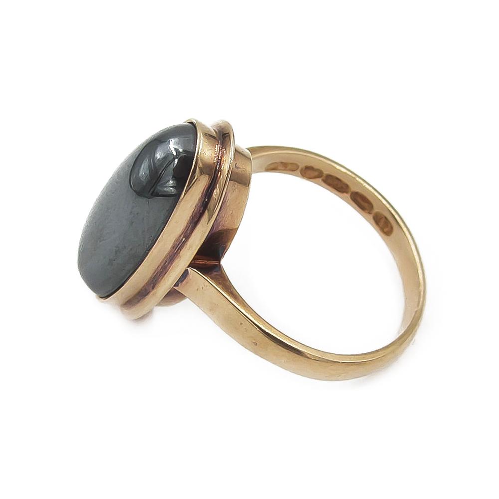 Hematiittisormus 585-kultaa, 17 mm, 1960 #3 Kultatukku.fi