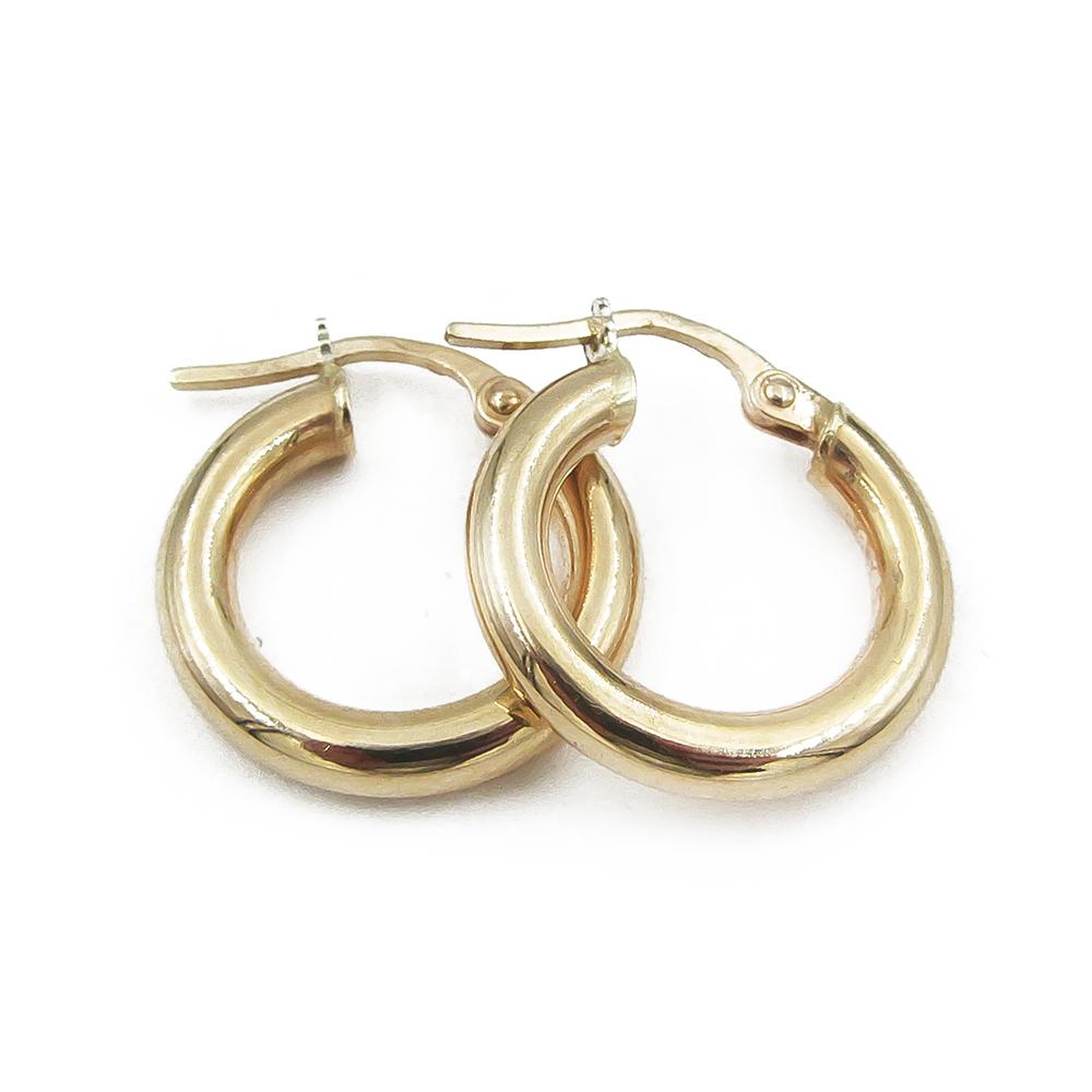 585-kultaiset rengaskorvakorut 11 x 3 mm #1 Kultatukku.fi