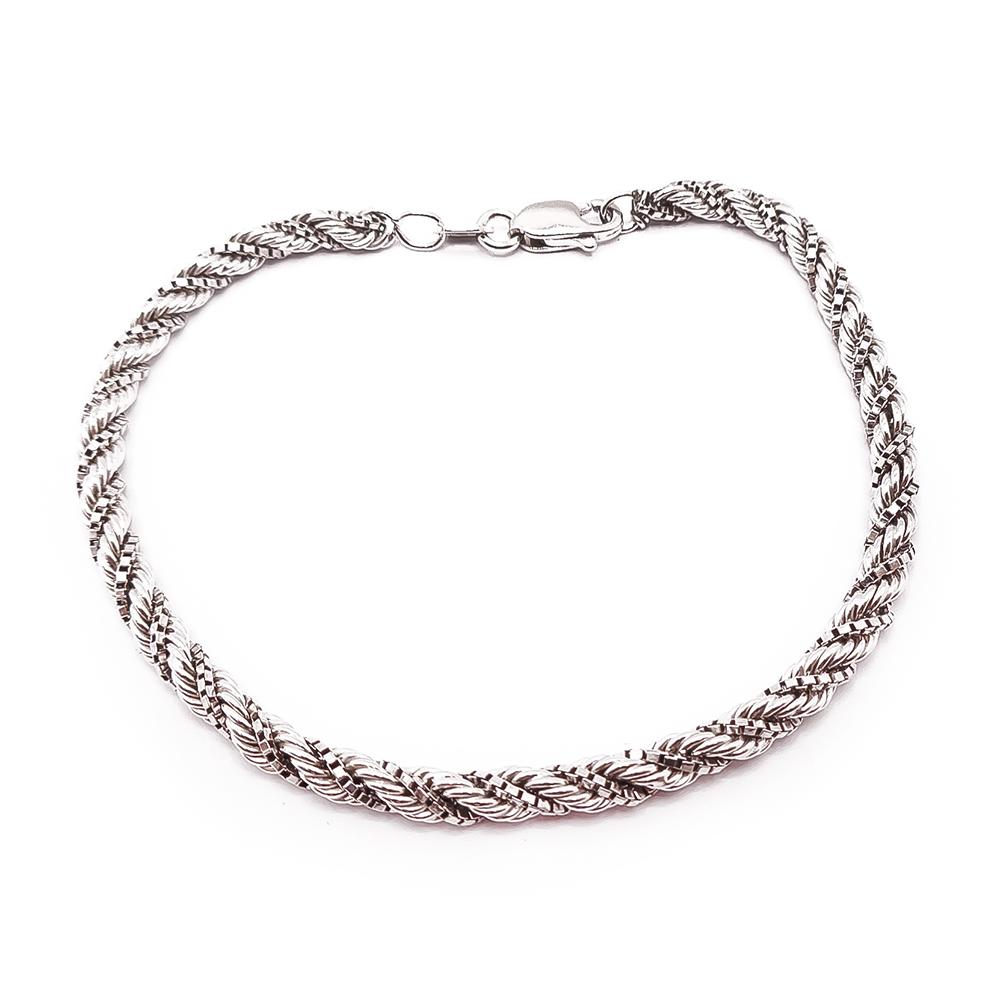 Hopeinen cordell-rannekoru 19.5cm #0 Kultatukku.fi