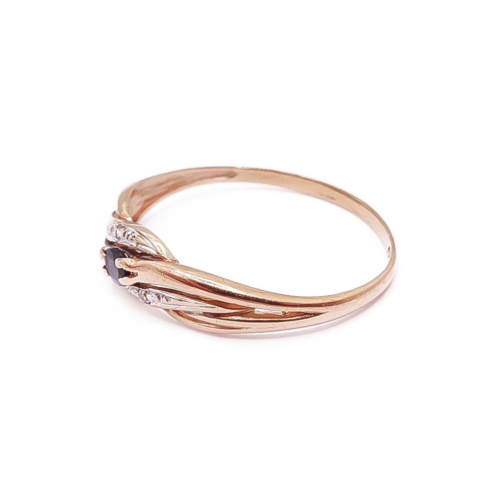 Kultainen sinisafiiri- timanttisormus 18mm 0,01ct #3 Kultatukku.fi