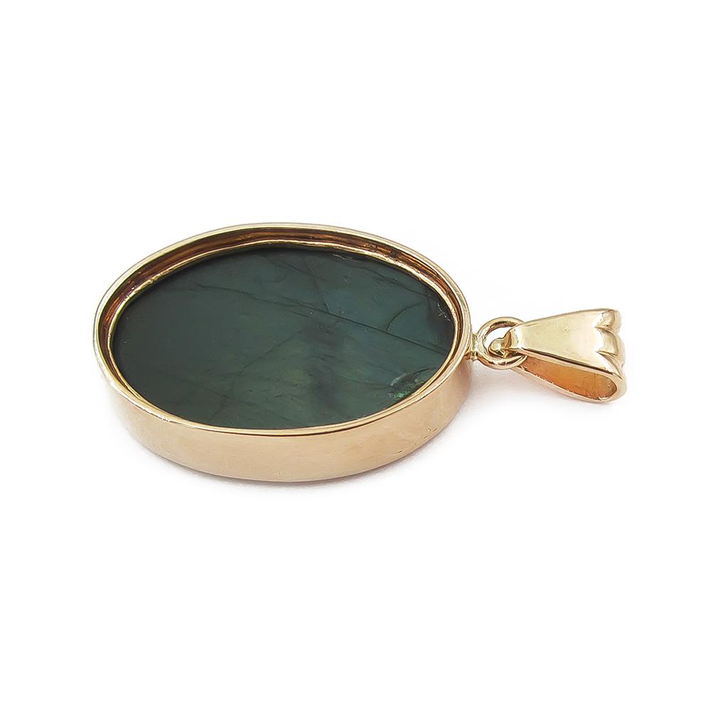 Kultainen ovaali spektroliittiriipus 14K, 32,9 mm, 2000 #3 Kultatukku.fi