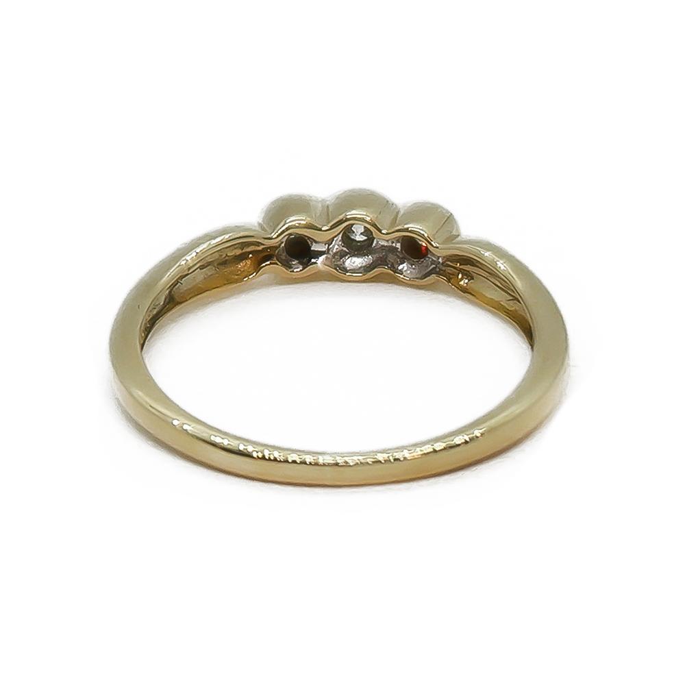 18K keltakultainen kolmen timantin sormus 0,07 ct, 16,5 mm #2 Kultatukku.fi