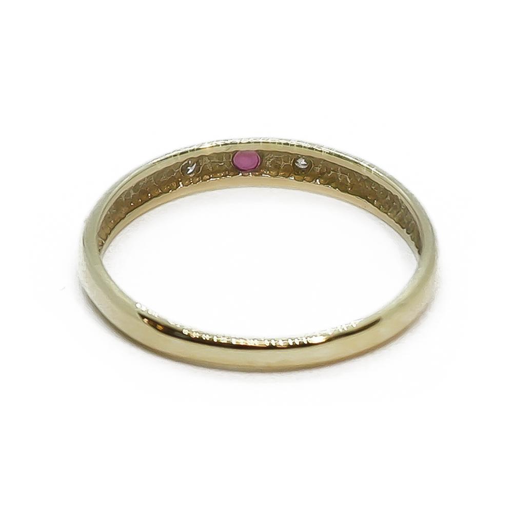 14K kultainen timanttisormus punaisella kivellä 0,04 ct, 17,5 mm #3 Kultatukku.fi