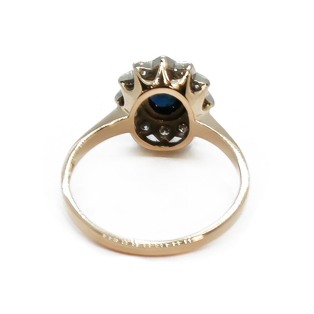 Kultakeskus safiiri-timanttisormus 0,36 ct, 14K kulta, 17,75 mm, 1986 #3 Kultatukku.fi