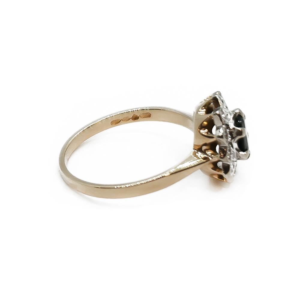 Kultakeskus safiiri-timanttisormus 0,36 ct, 14K kulta, 17,75 mm, 1986 #4 Kultatukku.fi