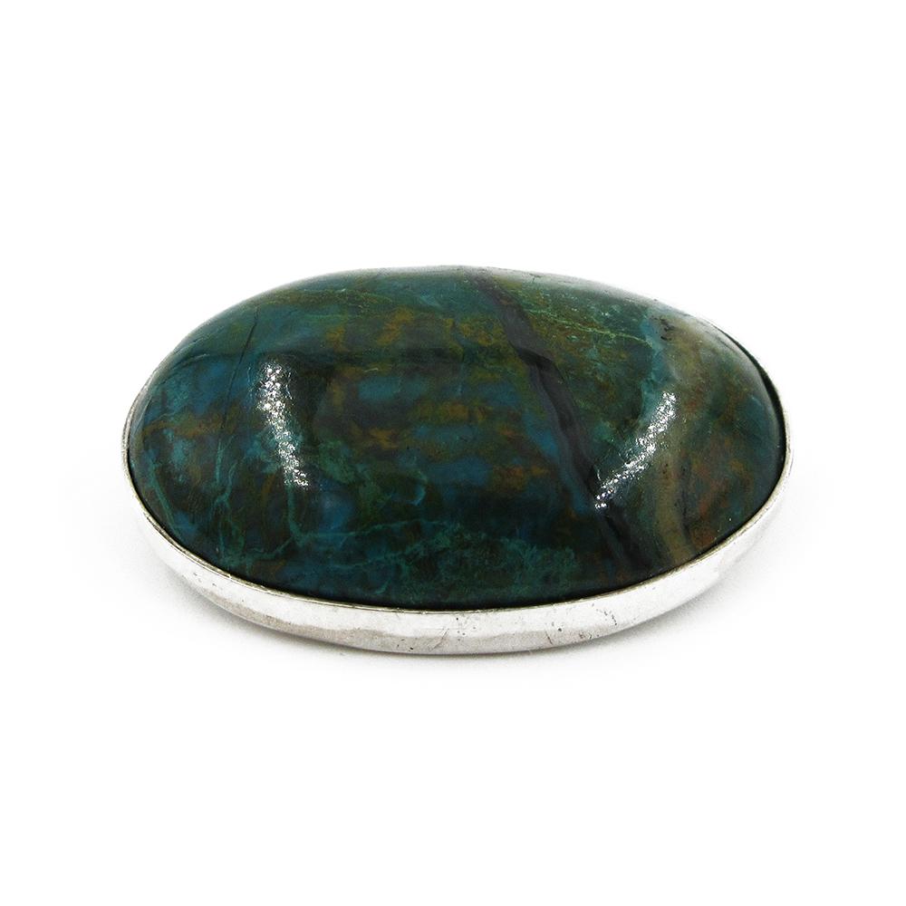 Hopeinen vihreäkivinen rintaneula 23x31mm Kulta-Gabriel Ky #1 Kultatukku.fi