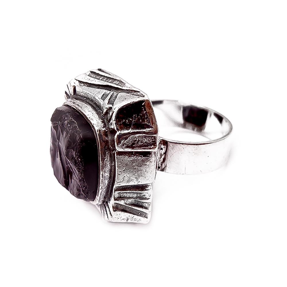 Pentti Sarpaneva Kelo -savukvartsisormus, 830-hopea, 18 mm, 1970 #1 Kultatukku.fi