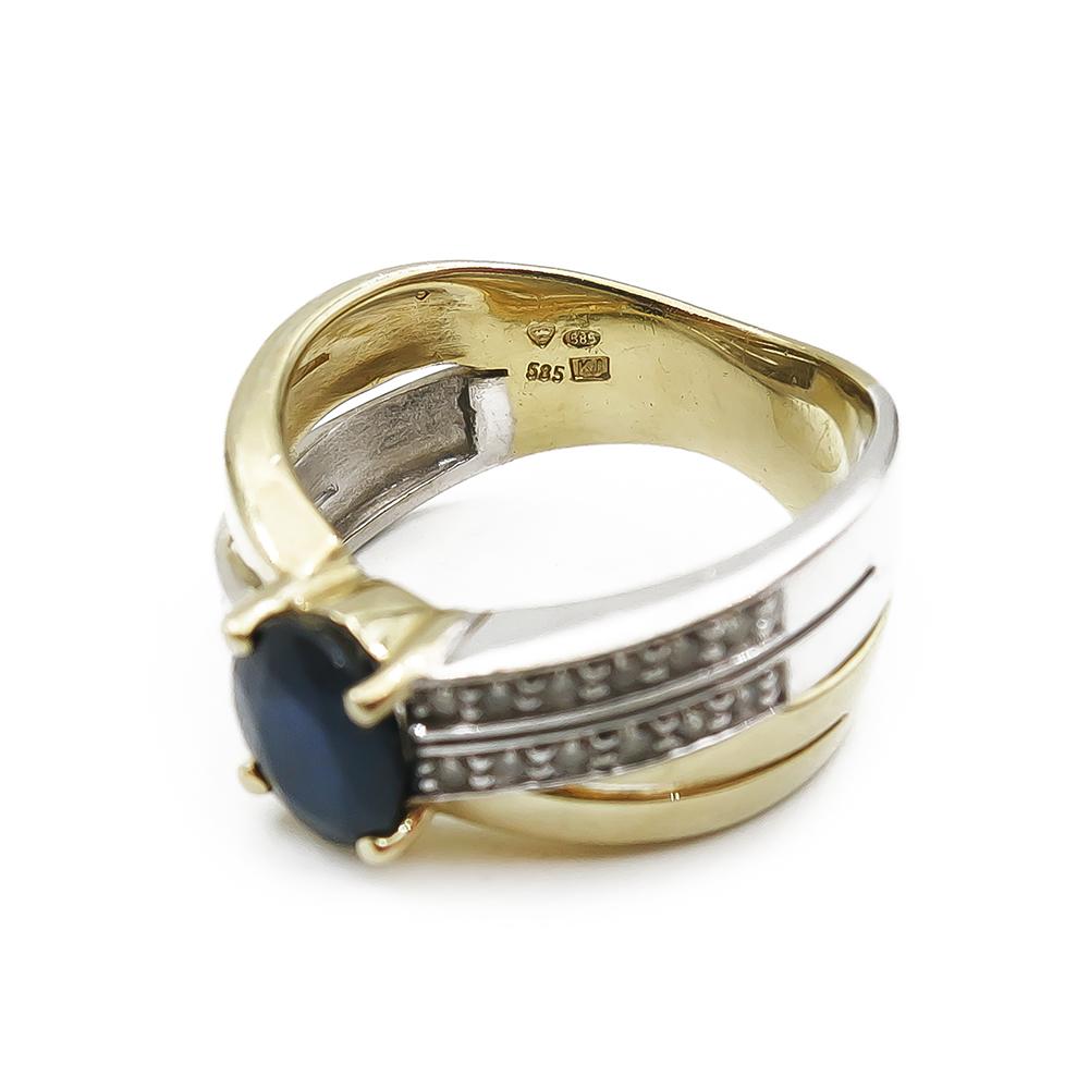 Tim. 0,12ct ja sinisaf. sormus koko 15,75 #4 Kultatukku.fi