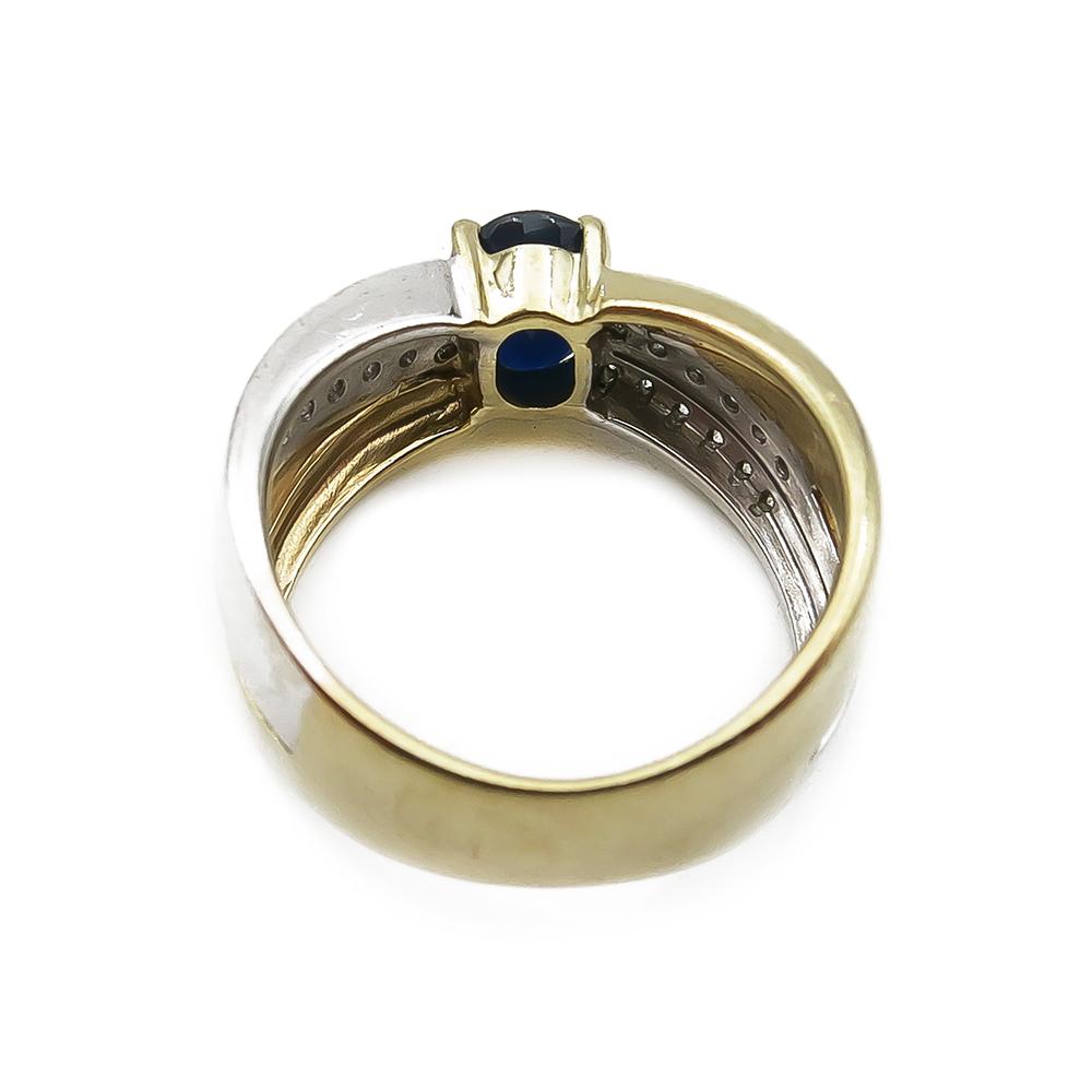 Tim. 0,12ct ja sinisaf. sormus koko 15,75 #1 Kultatukku.fi