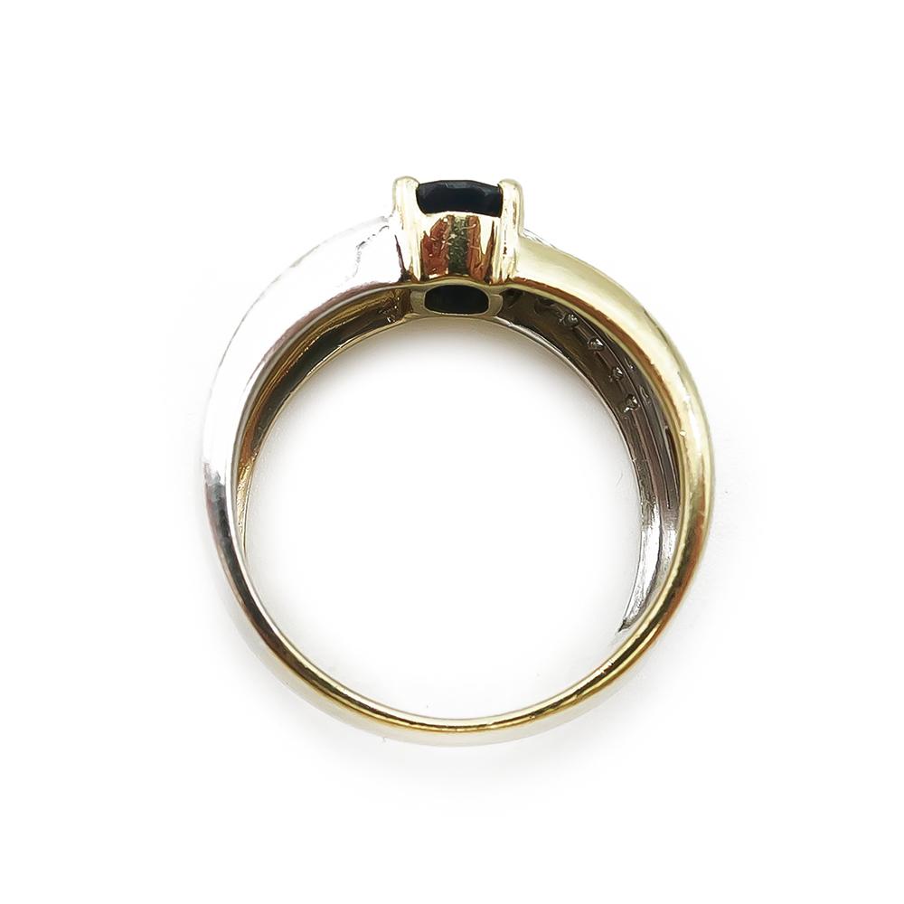 Tim. 0,12ct ja sinisaf. sormus koko 15,75 #2 Kultatukku.fi