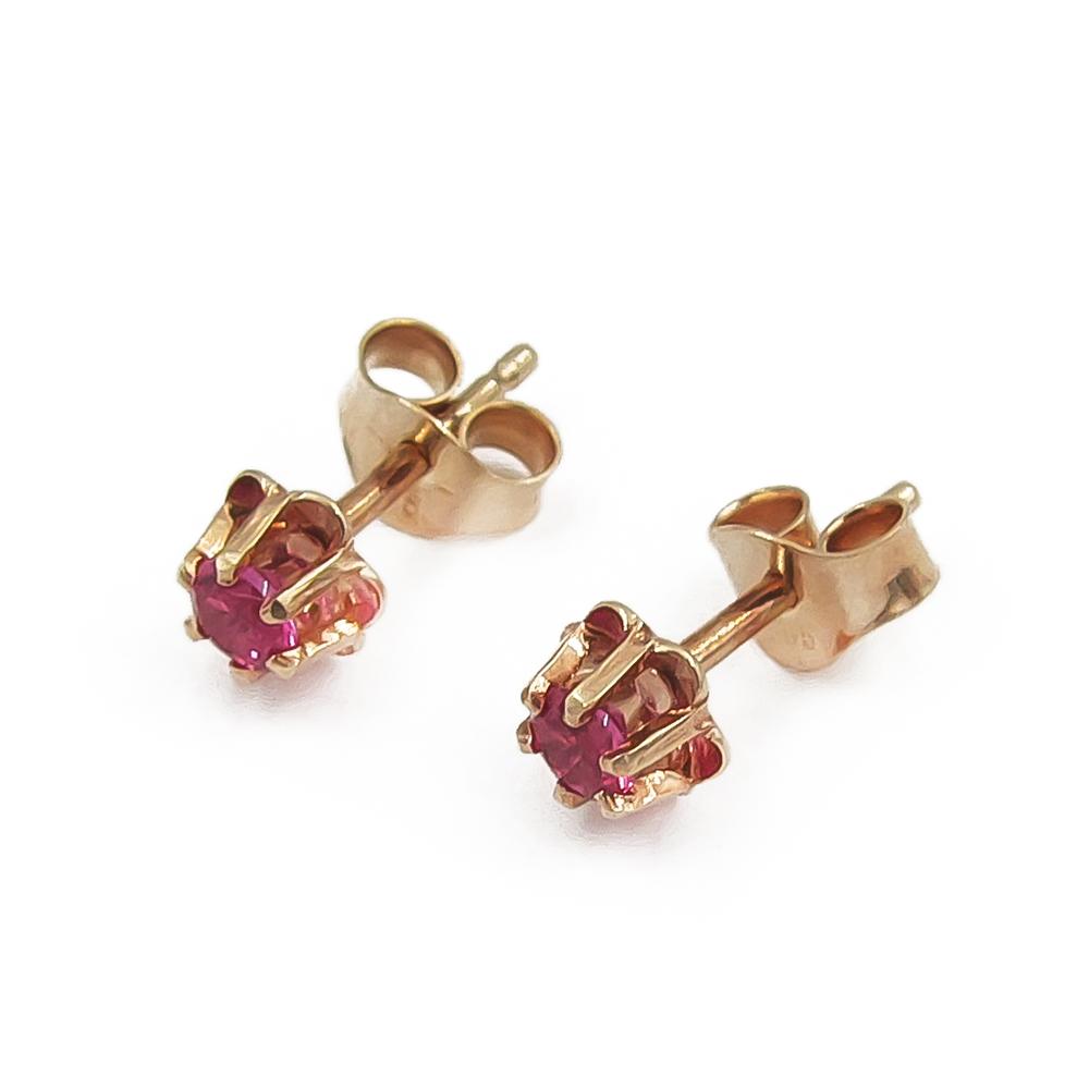 14K kultaiset tappikorvakorut punaisilla kivillä, 3,6 mm #0 Kultatukku.fi