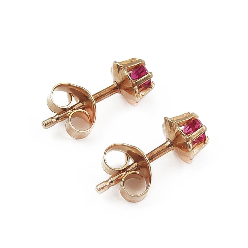 14K kultaiset tappikorvakorut punaisilla kivillä, 3,6 mm #3 Kultatukku.fi