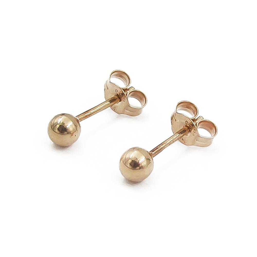 Kultaiset pallotappikorvakorut 3,5 mm 585 #0 Kultatukku.fi