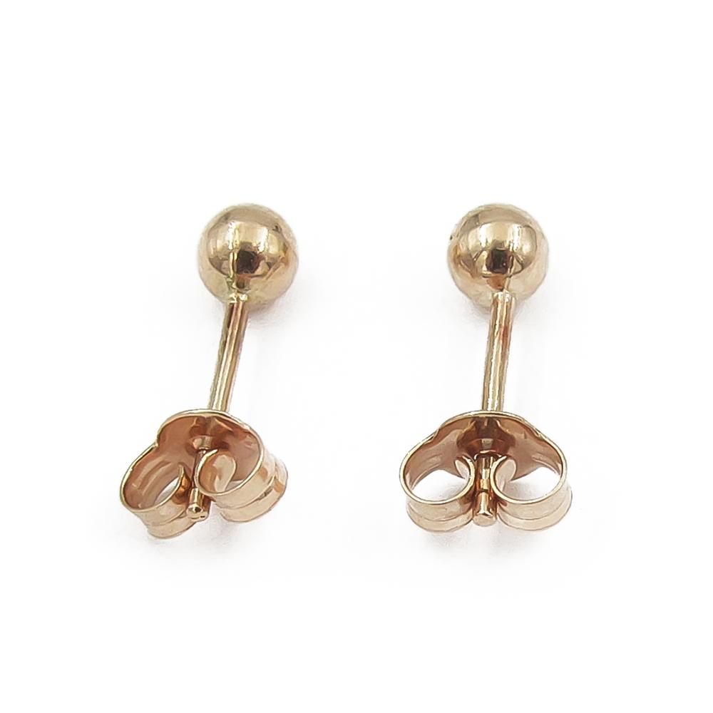 Kultaiset pallotappikorvakorut 3,5 mm 585 #2 Kultatukku.fi