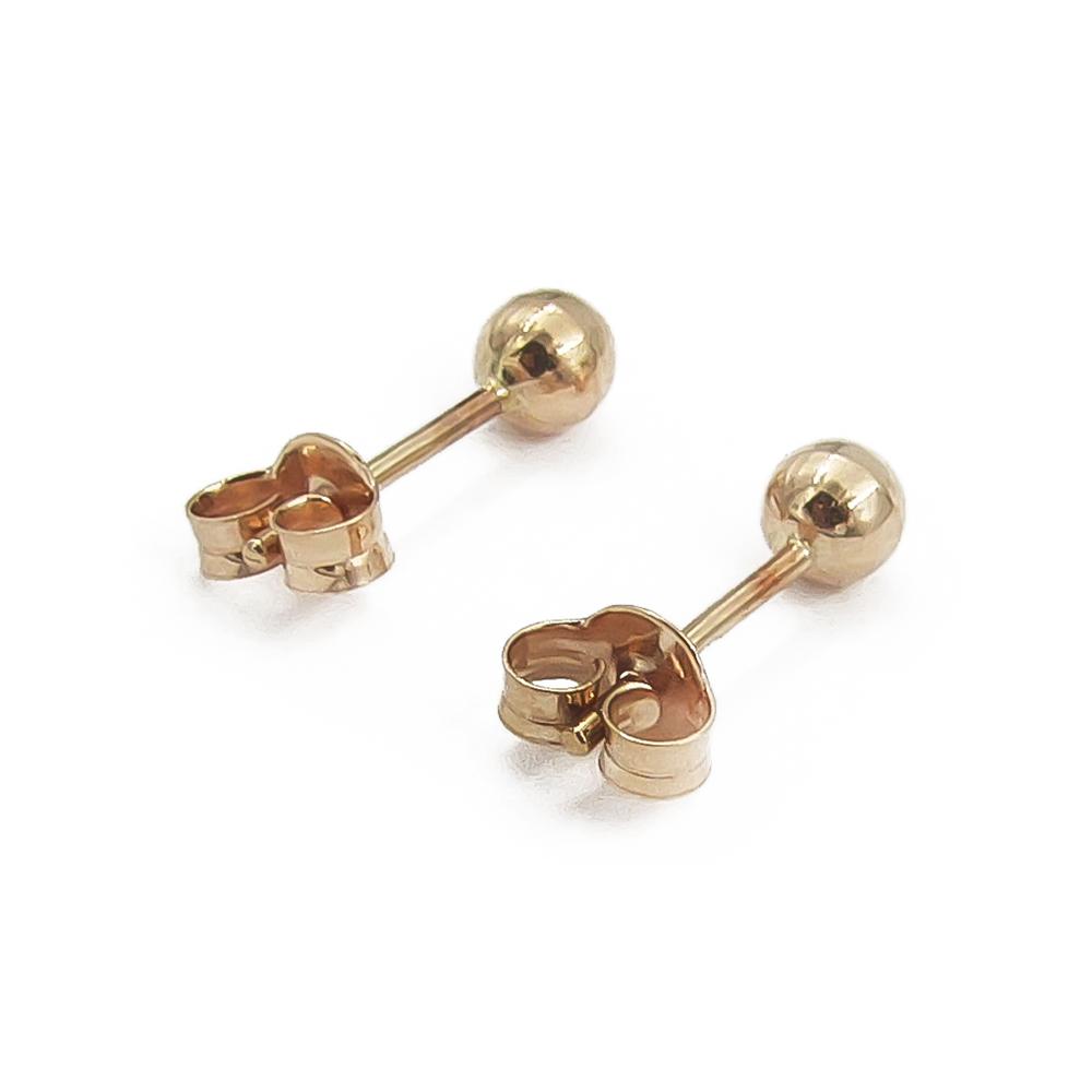 Kultaiset pallotappikorvakorut 3,5 mm 585 #3 Kultatukku.fi