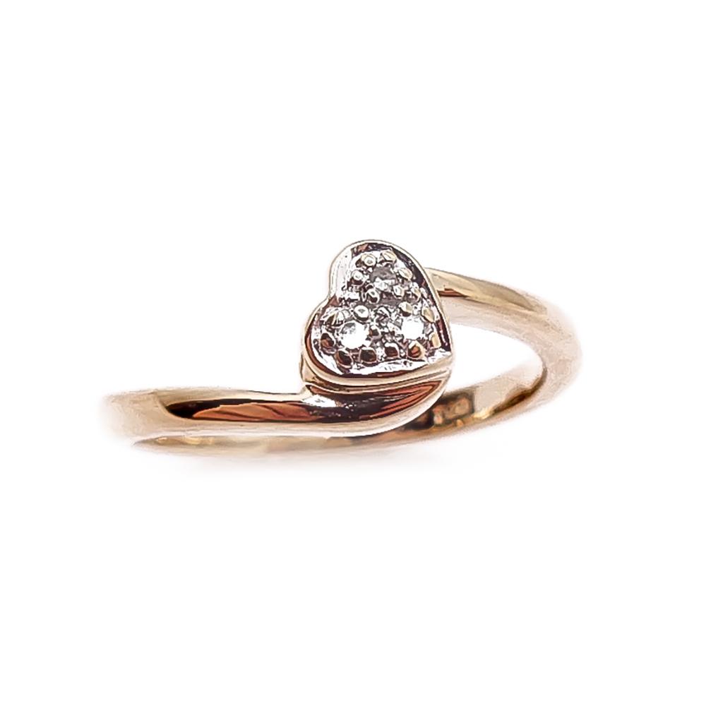 Kultainen sydäntimanttisormus 0,02ct 14,5mm #1 Kultatukku.fi